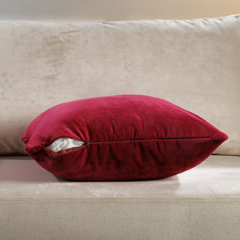 Housse de coussin en velours mat 1pc, Carré 18 po, marron brillant