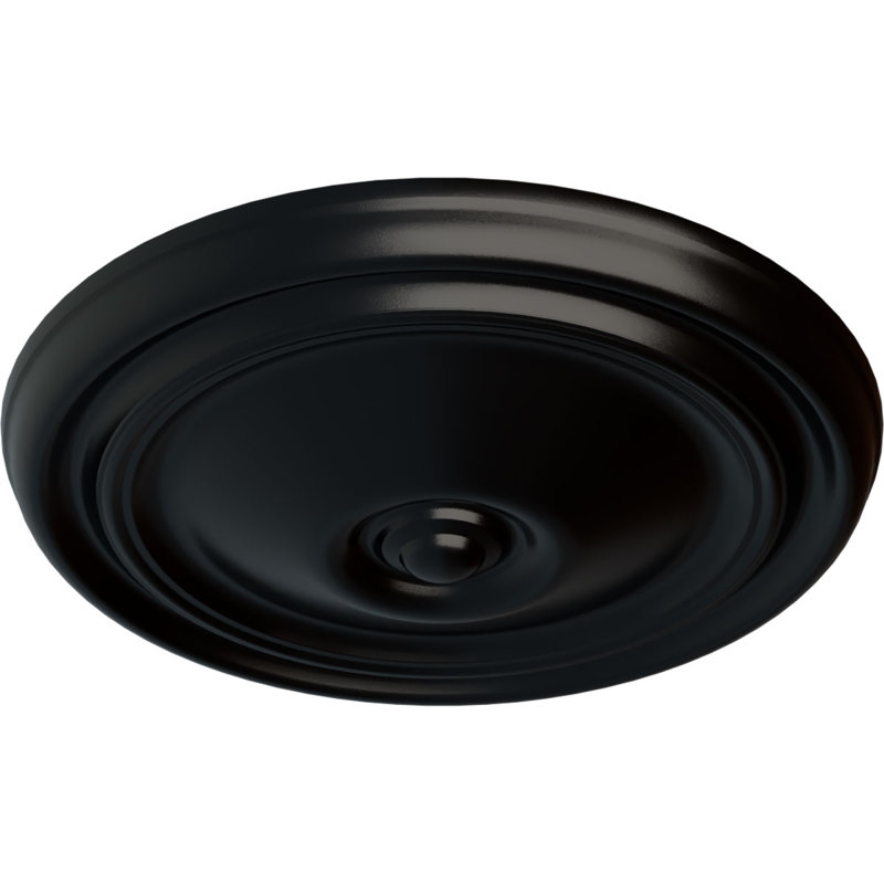 Endurathane Reece Ceiling Medallion, 12"OD x 1 3/4"P (Fits Canopies up to 2 3/8"), Hand-Painted Jet Black Finish, Jet Black