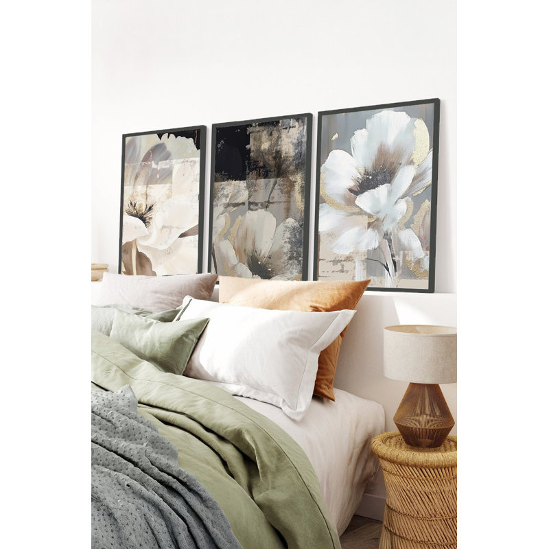 Élégante peinture décorative en panneau de fibres à densité moyenne (3 pièces), 19,7 po x 27,6 po chacune | 100% panneau de fibres à densité moyenne avec une épaisseur de 0,1 pouce, structure en bois massif (épaisseur: 1,0 pouce) | Parfait pour le salon, la chambre à coucher et le bureau