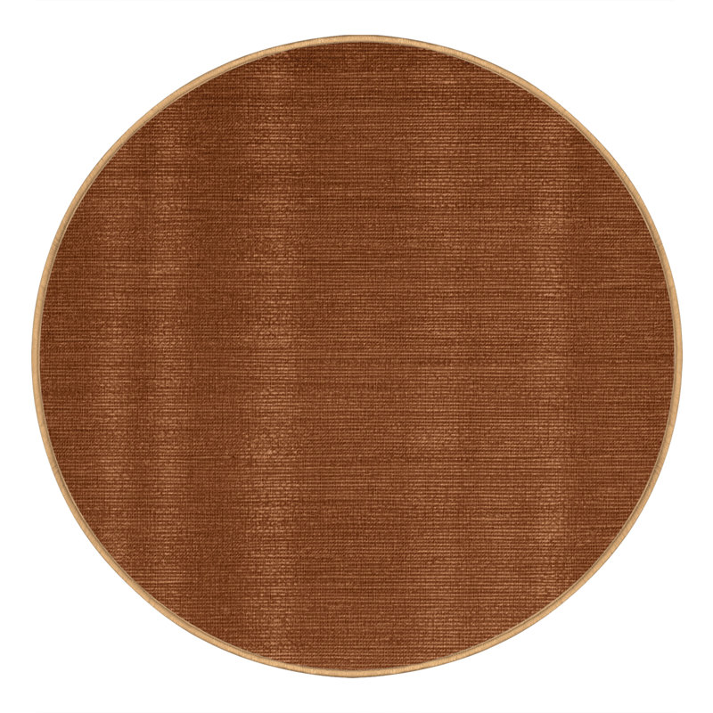 Machine Washable Solid Brown Area Rug, Round 3'