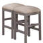 2 tabourets gris avec siège en lin beige, tabourets contemporains rembourrés en tissu, 2 de mobilier de salle à manger