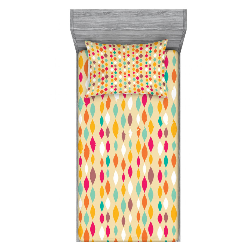 Microfiber Geometric Sheet Set, Twin Sheet Set with Fitted Sheet