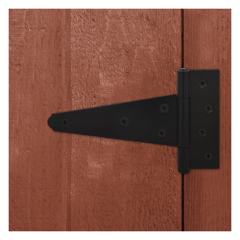 T Strap Hinge Barn Shed Gate Cabinet Door Iron Rustproof, Black, 6"