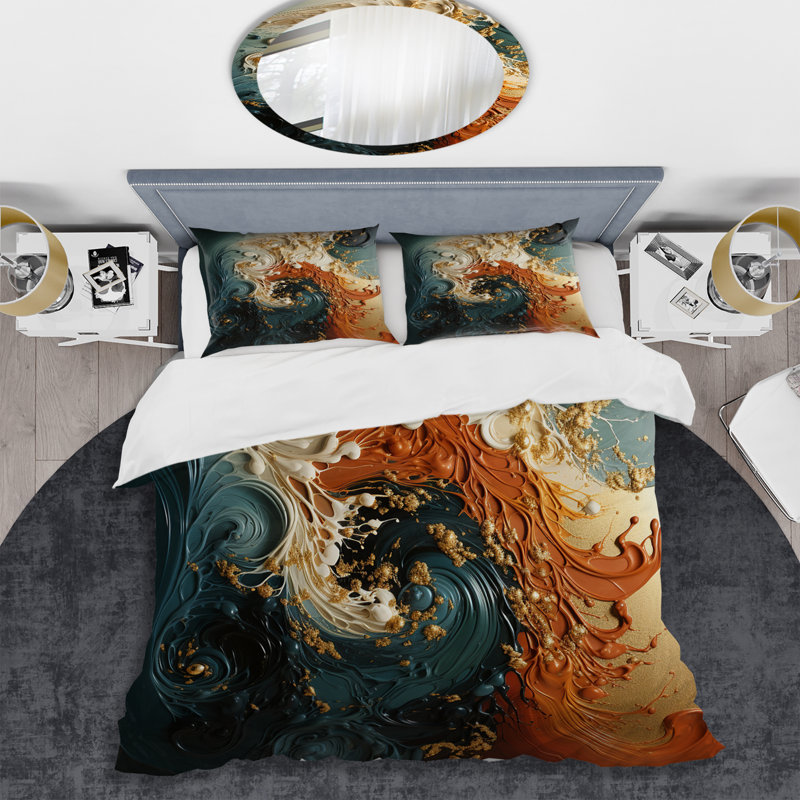 Ensemble de housse de couette White Abstract, Housse de couette pour grand lit
