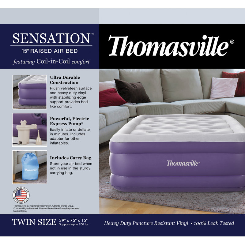 Thomasville Twin Purple Raised Air Mattress with Electric Pump