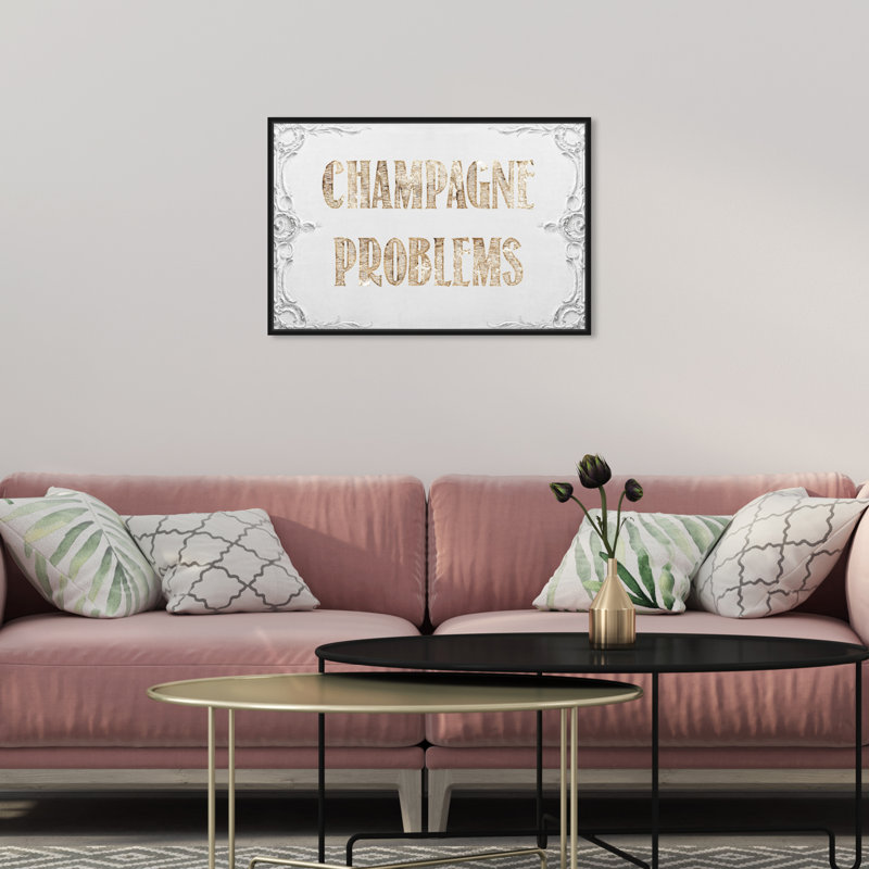 Champagne Problems - Floater Frame, impression, Cadre flottant noir, L 24 po x H 16 po