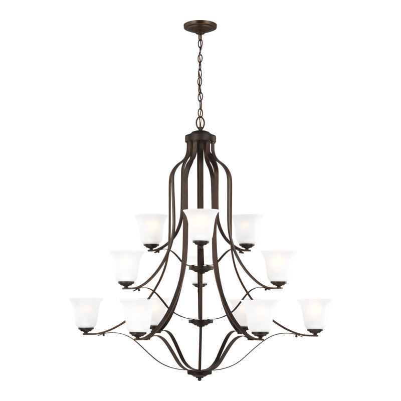 Emmons Twelve Light Chandelier from Generation Lighting , Brushed Nickel, Not Energy Star, No