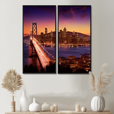 San Francisco Skyline And Bay Bridge III - Art mural industriel 2 panneaux