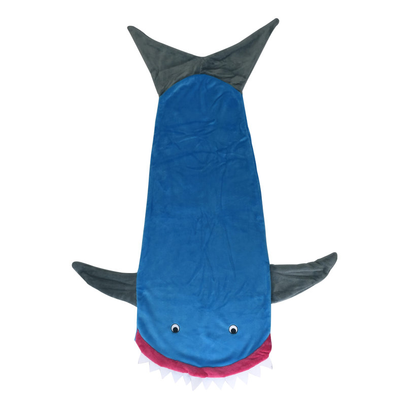 Shark Tails Plain Weave / Muslin Throw Blanket, Blue/Gray