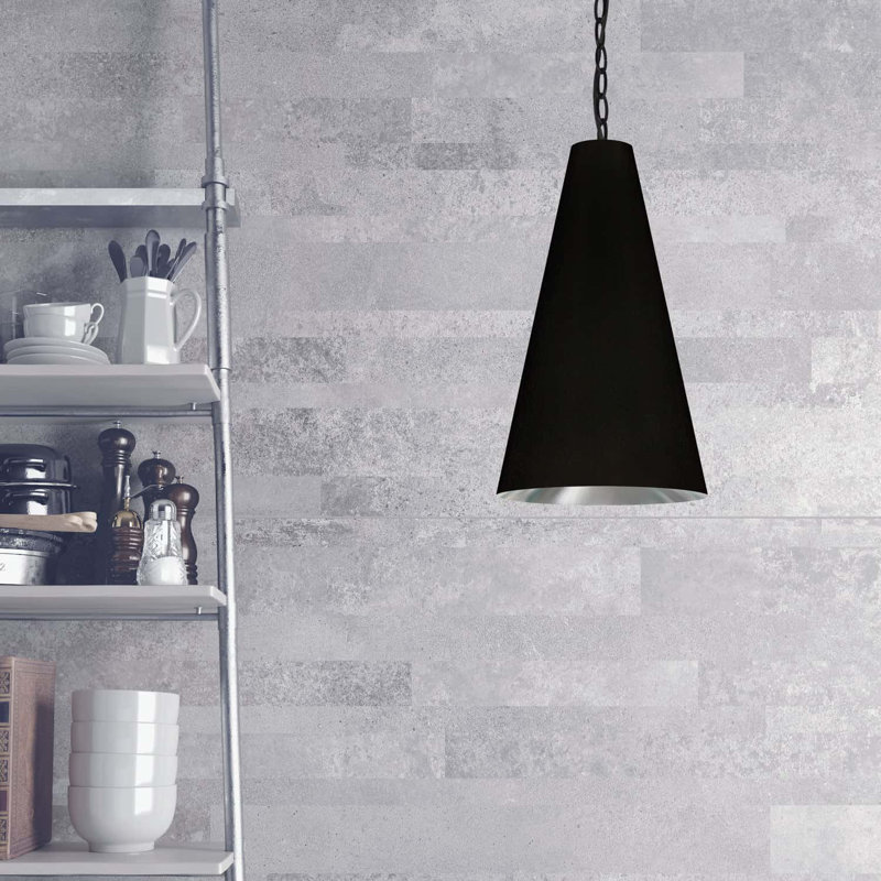 Luminaire suspendu conique à 1 lumière Ambrosio, Noir mat, Noir, H 18 po x l 20 po x P 20 po