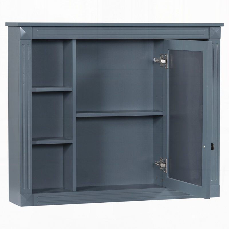 Armoire murale de salle de bain 35 "x 28", miroir mural moderne avec miroir, Bleu