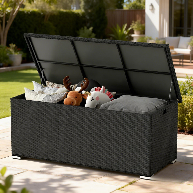 YOUDENOVA NBDB002 155 cm W 650 L Storage Bench Deck Box, Black