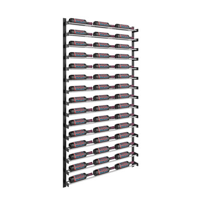 Abbie-Marie 45-Bottle Wall Mounted Industrial Wine Rack in Chrome & Matte Black – 75" H x 41" W