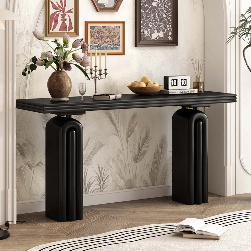 Console élégante et luxueuse en placage d'acacia, Noir