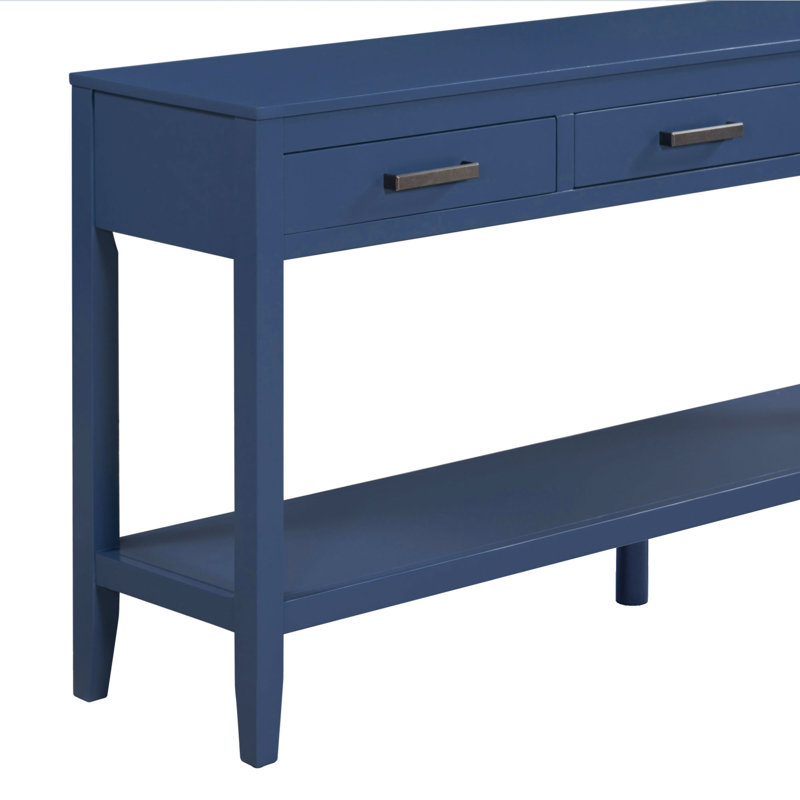 U_STYLE Table d'entrée de style campagnard 59,1 po avec 3 tiroirs (table basse incluse), Marine