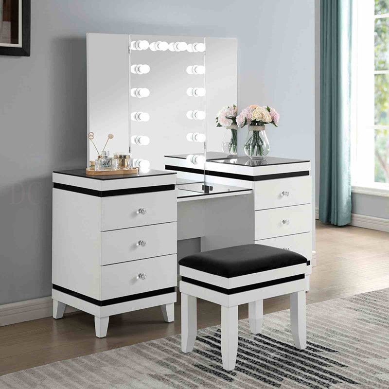 Ensemble de meuble-lavabo 1 pièce 3 pièces de style contemporain avec miroir en verre noir et 14 pièces