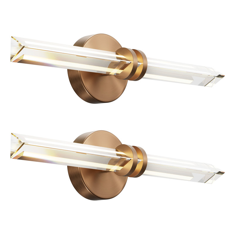 2PCS-Bathroom Vanity Lighting Fixture Strip Wall Light Modern Clear Crystal Wall Sconce Indoor All Copper Decor Wall Lamp for Bathroom Hallway Entryway Balcony