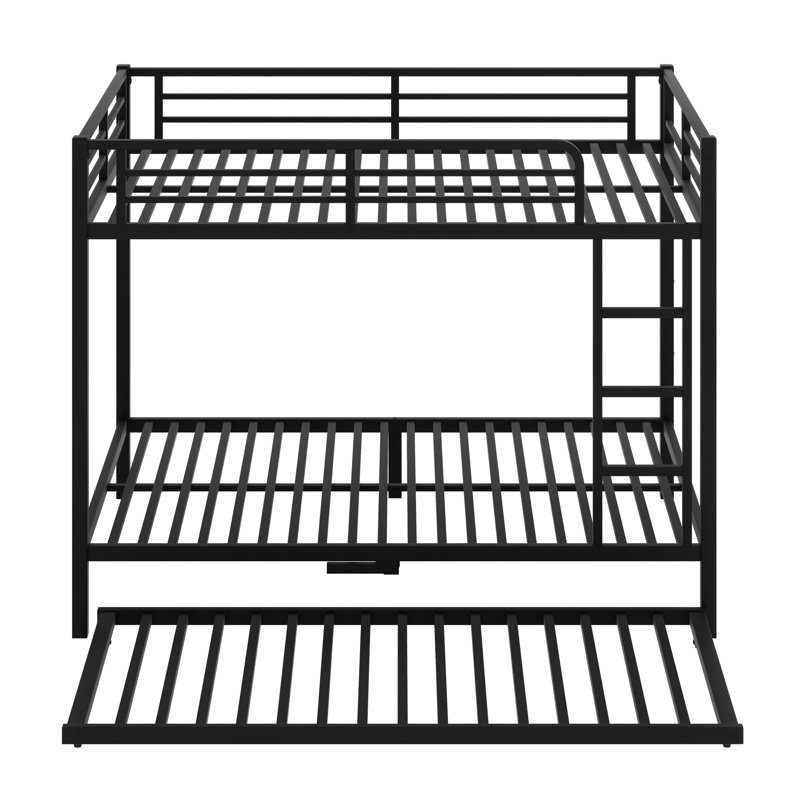 Metal Bunk Bed With Trundle, Twin XL over Twin XL