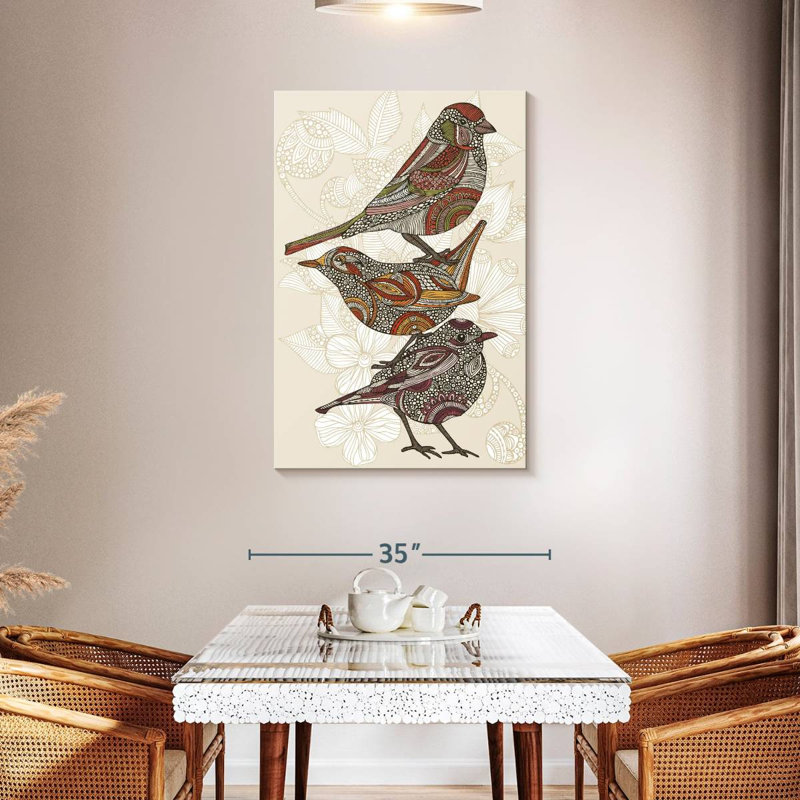Trois petits oiseaux en ronce, H 45 po x l 30 po