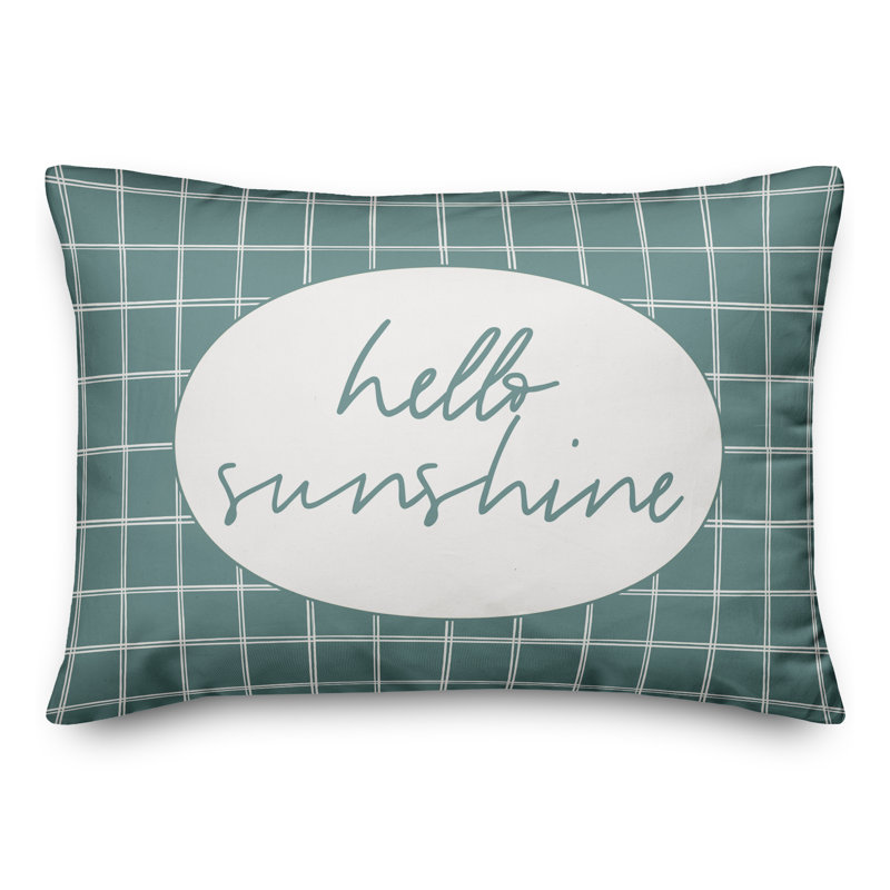 Plaid Outdoor Reversible Throw Pillow, Teal