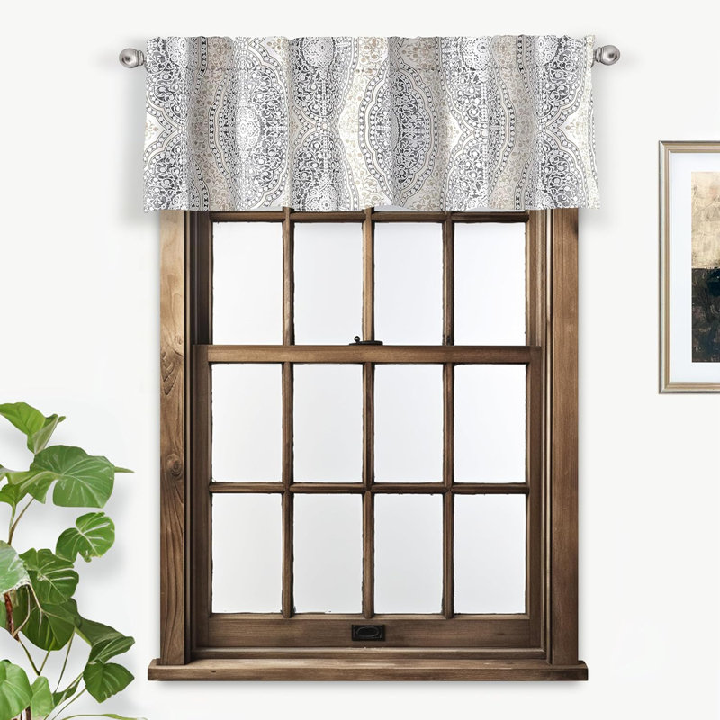 Cantonnières de fenêtre Zambrana, l 52 po x L 14 po, Beige/gris