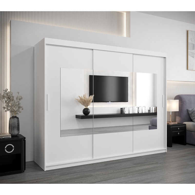 Arunima 3 Door Manufactured Wood Wardrobe, White Matt