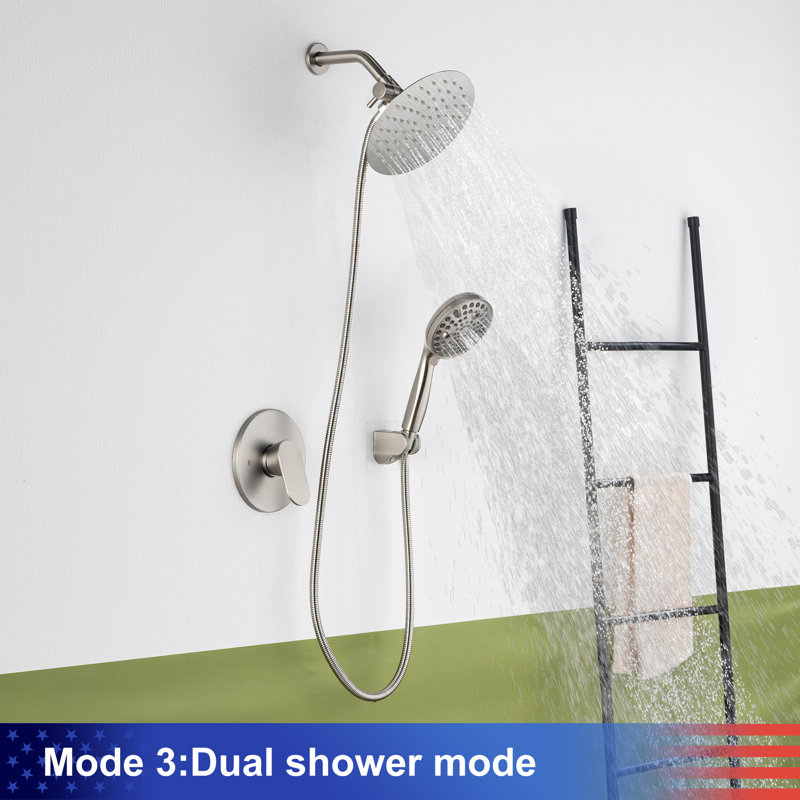 Robinet de douche avec valve brute, Nickel brossé