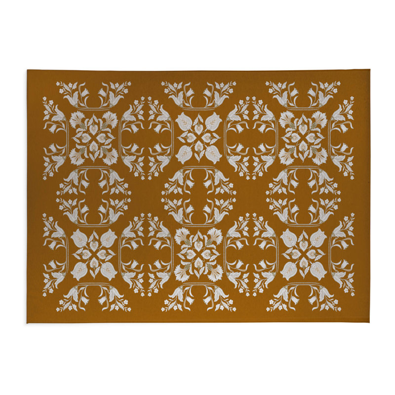 Tapis à linge Rumi, L 49 po x H 6 po, Ocre, brun doré floral