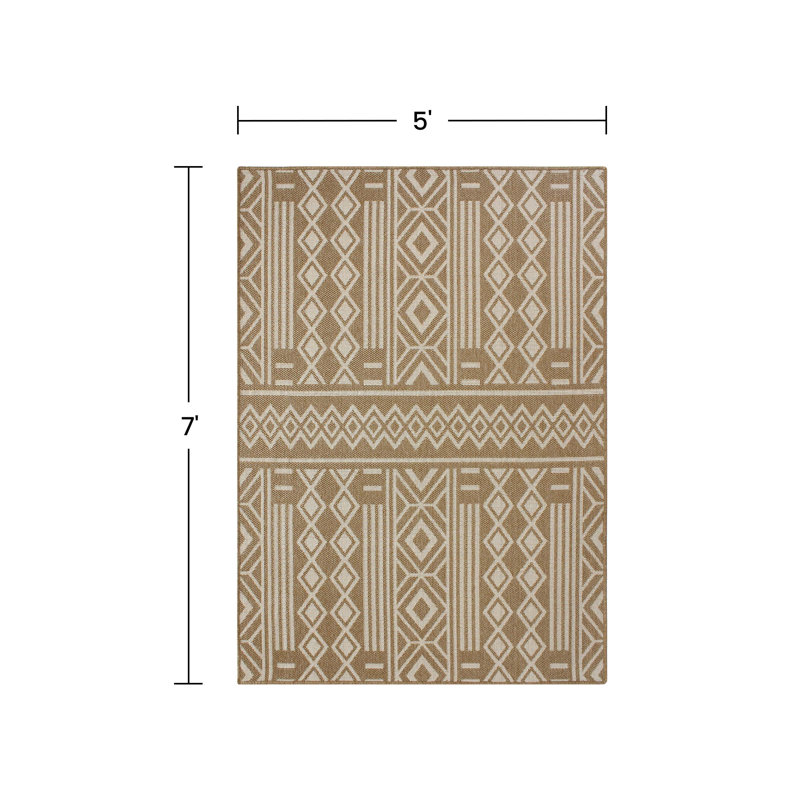 Tapis d'extérieur tissé à motif géométrique Tribal