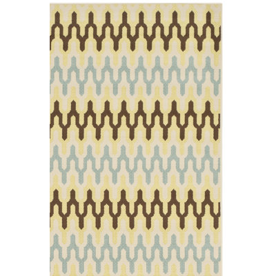 Tapis beige/bleu/brun Kelston