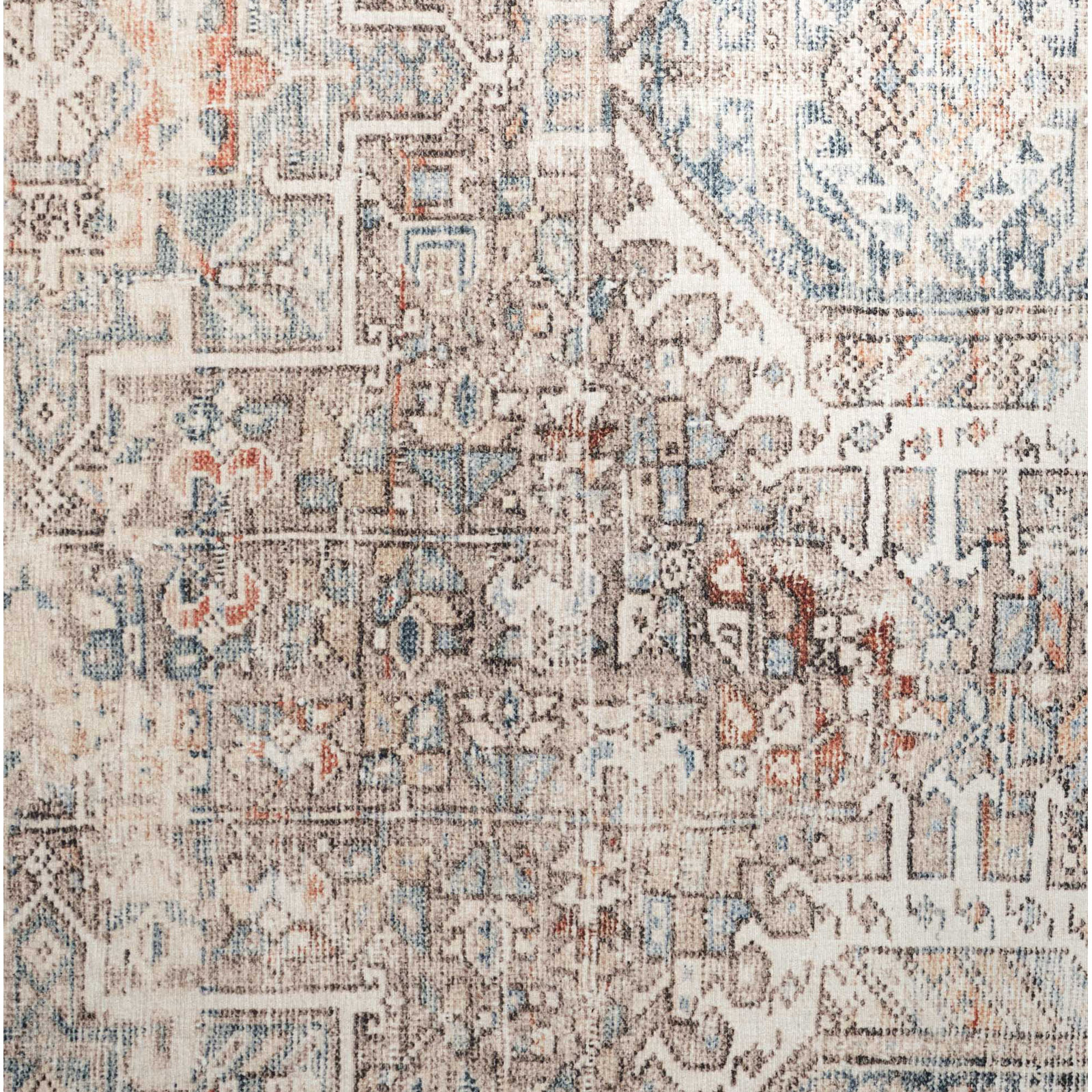 Tapis Jules oriental naturel/ océan Chris Loves Julia x Loloi, Square 1'6"