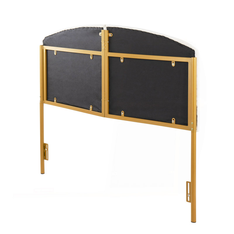 Tête de lit contemporaine en acier et velours Lindsey par Lumisource, Crème, crème