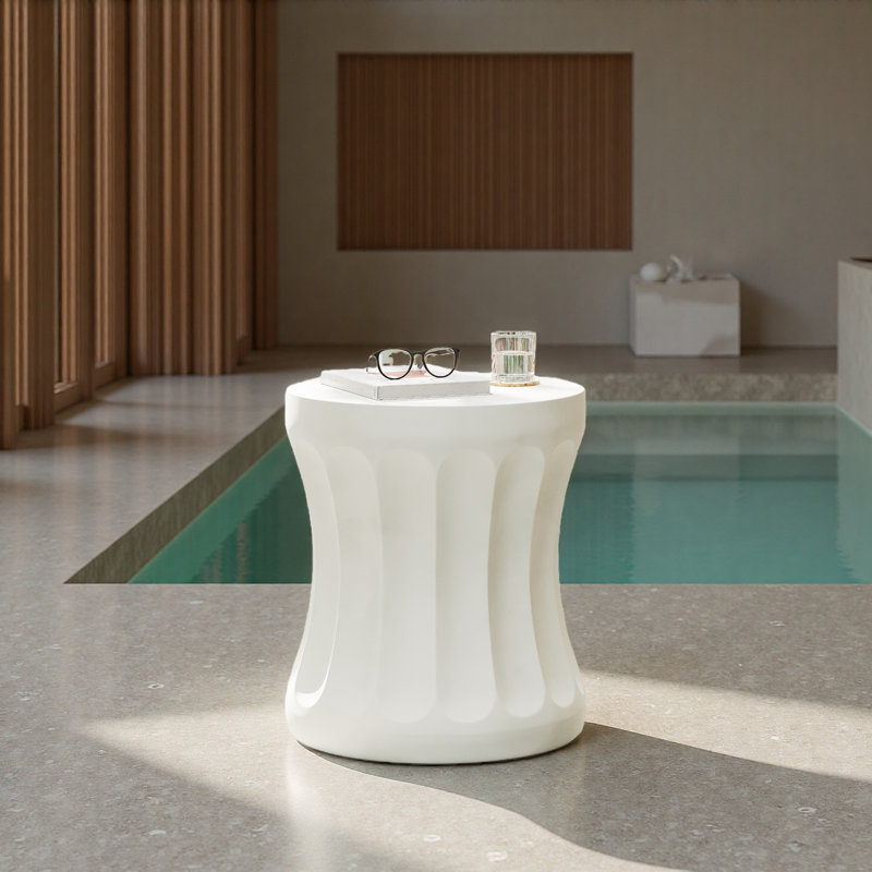 Table de bout d'extérieur ronde en béton, table de bout de salon Mgo
