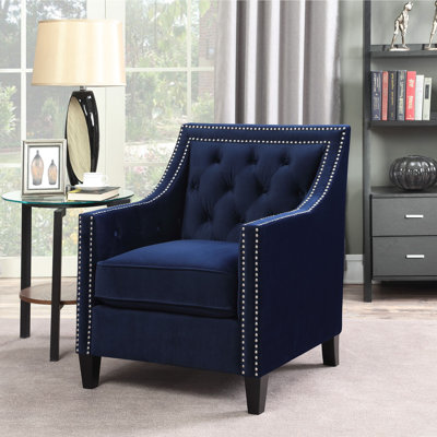 Barbarese Button Tufted Accent Chair In Navy Blue, 723B2FBA2E1A4ECEB8C0C47DD71103B3 by Wildon Home