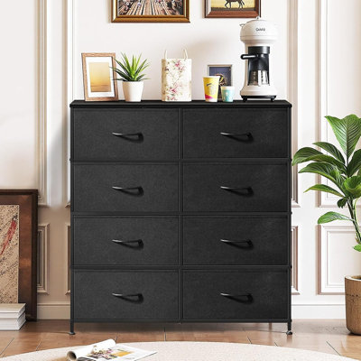 Commode à 8 tiroirs pour chambre à coucher, meuble de rangement haut avec système anti-basculement