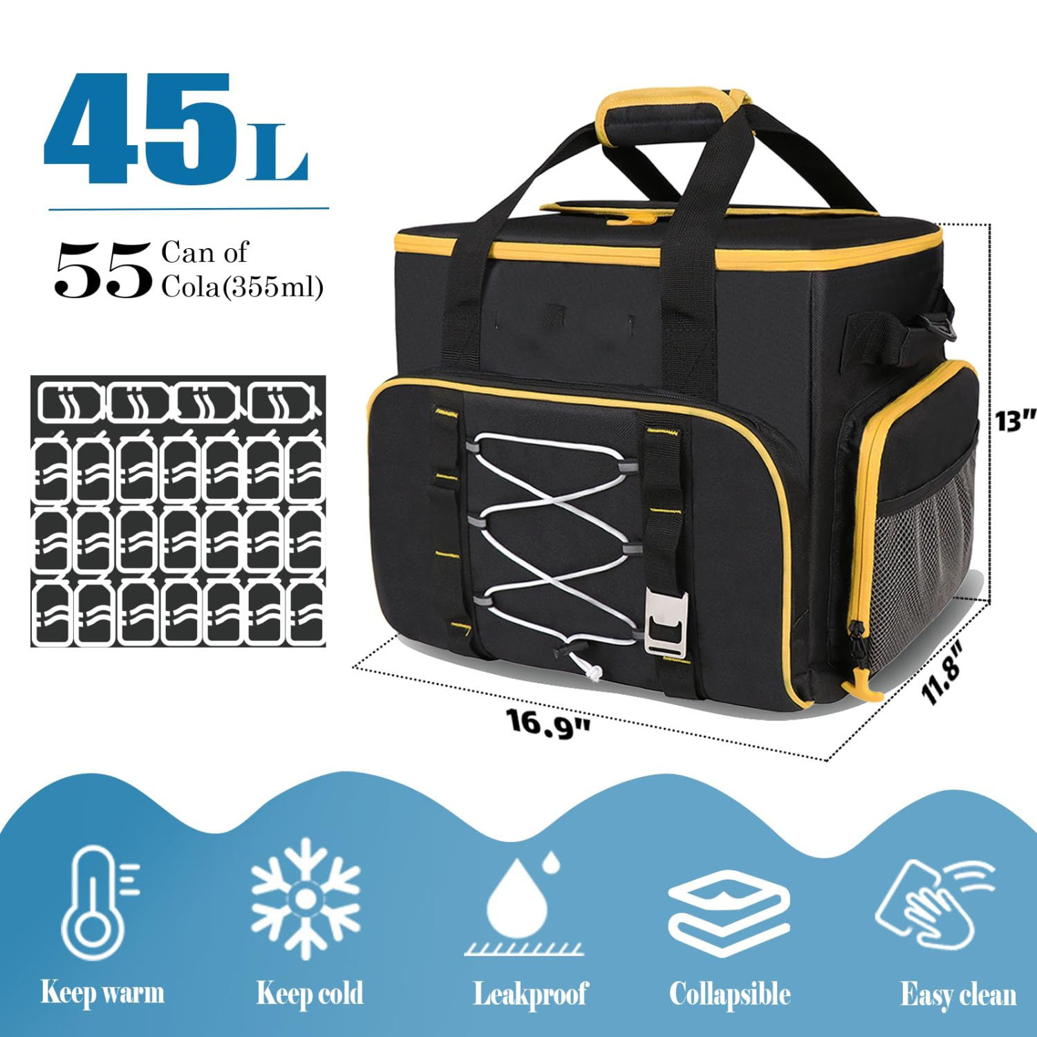 Sac Isotherme Pliable 20L Fitense - Glacière Souple 4 Couches Isolantes Pour Pique-Nique, Plage Et Camping
