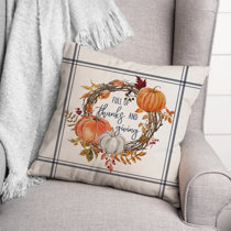 Give Thanks Throw Pillow Cover 16x16, Fall , Thanksgivng, Turkey, Autumn,  Fall Throw Pillow, Rustic Throw Pillow, Farmhouse Pillow 