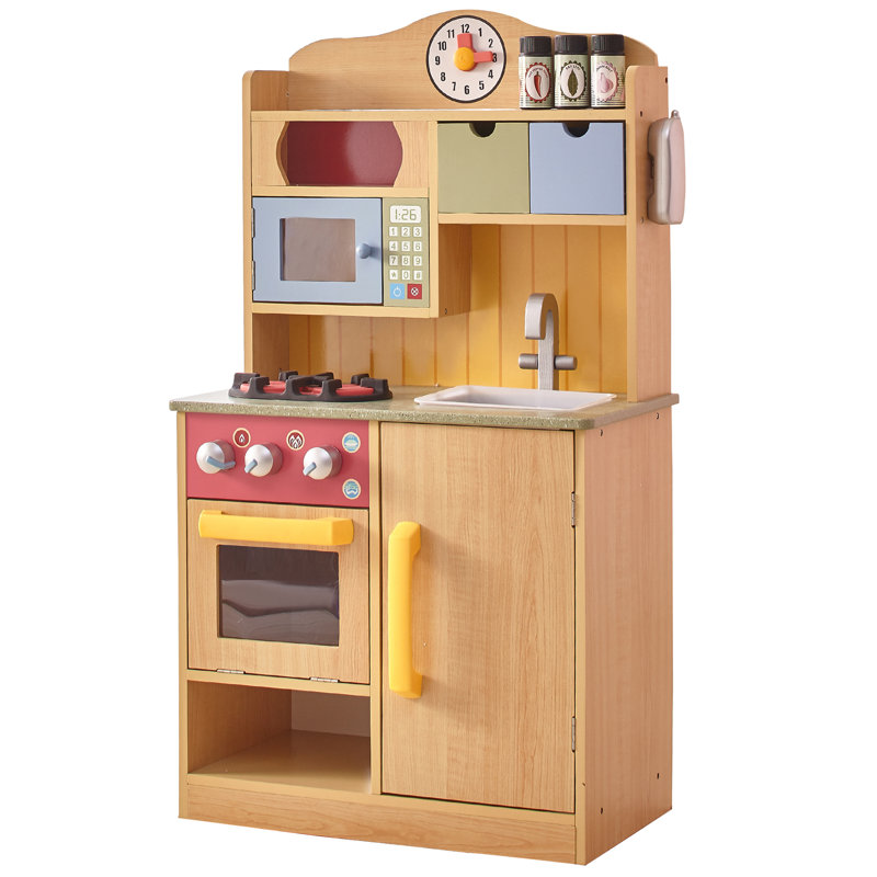 Teamson Kids Little Chef Florence Classic Interactive Wooden Play Kitchen with Accessories and Storage Space, Brown