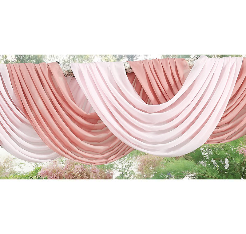 Panneaux de mariage et drapeaux décoratifs, H 216 po x l 35 po, Blanc / Vieux rose