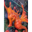 Statue géante d'hippocampe orange