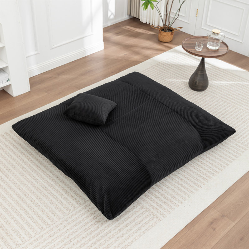 Fauteuil à billes de plancher, Velours côtelé noir