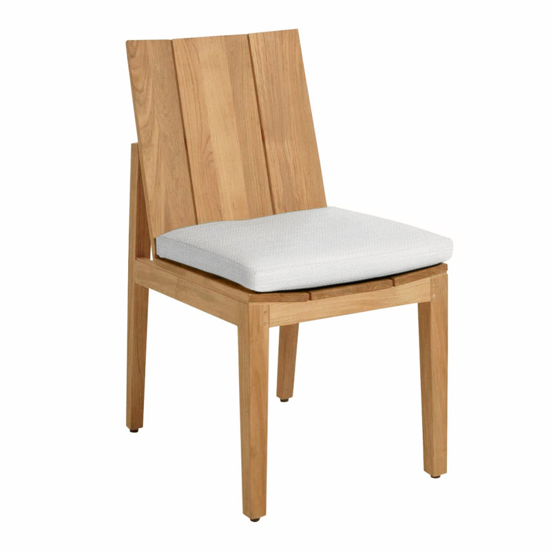 Chaise d'appoint d'extérieur en teck Ashland, Pas de soudure, Teck naturel, Lin Dove Sunbrella®