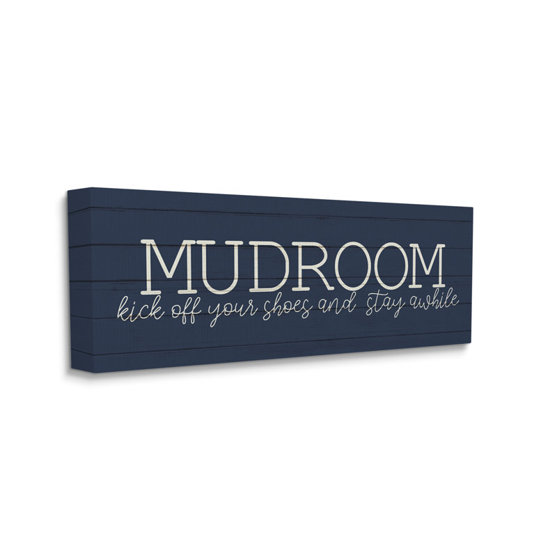 «Mudroom Kick Off Shoes», art mural à motif de grain rustique par Kim Allen, L 40 po x H 17 po, Toile