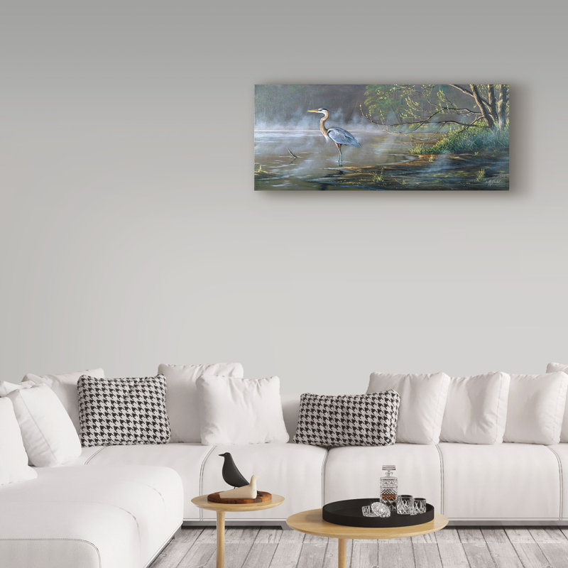 Berrien «Quiet Cove Great Blue Heron», reproduction d'impression sur toile tendue, H 8 po x l 19 po x P 2 po