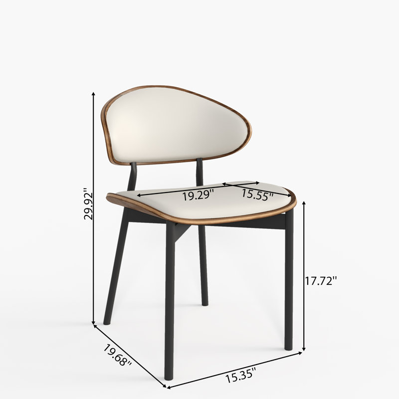 Ensemble de chaises de salle à manger rembourrées en cuir et cadre en métal (ensemble de 2), Blanc