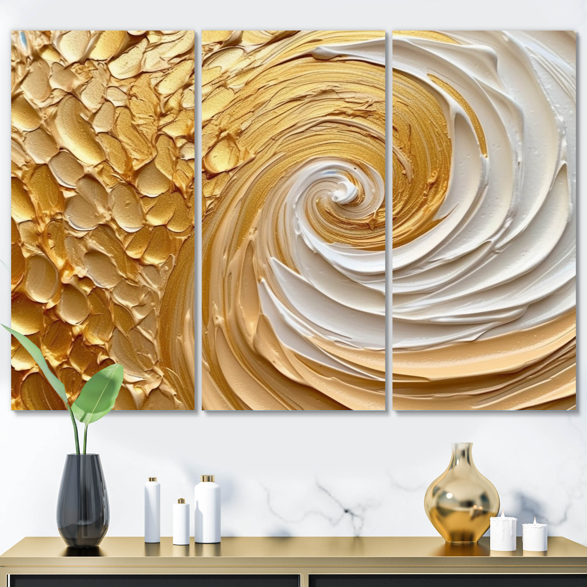 Mercer41 Gold Eternal Swirl I - Abstract Spirals Metal Wall Art Living