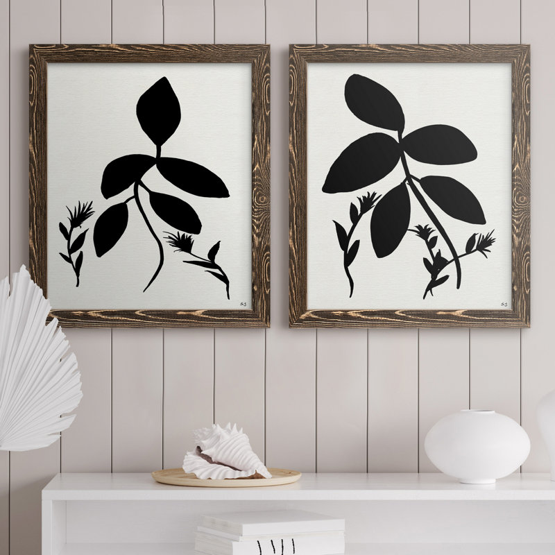 Silhouette Garden I - ensemble de 2 peintures sur toile encadrées, H 31,5 po x l 43,5 po x P 1 po, Noyer
