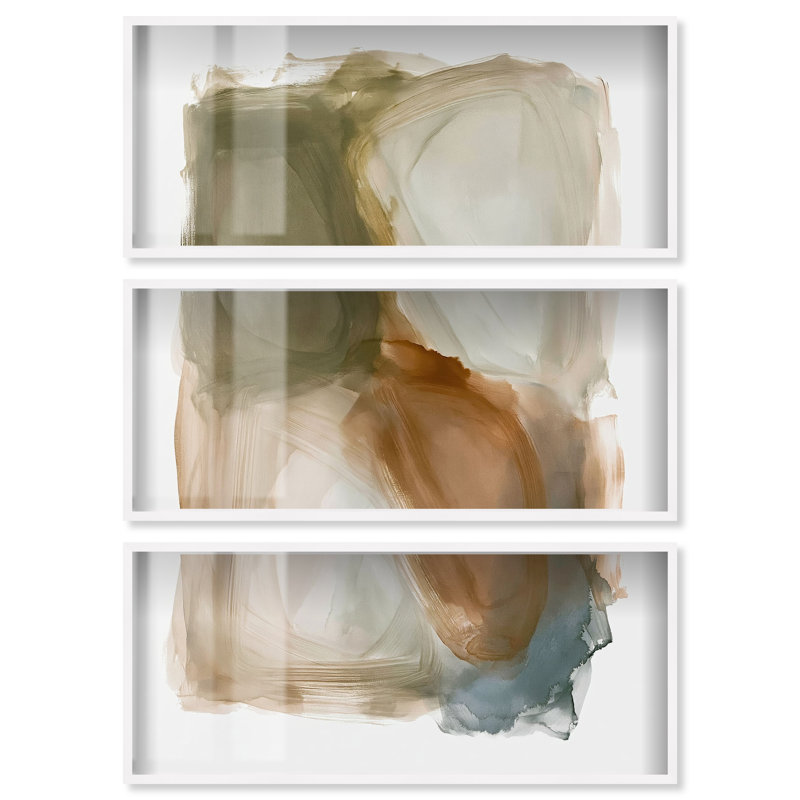 Ensemble de 3 décorations murales Faded Tones II par Art Remedy, ensemble de 3, Cadre blanc