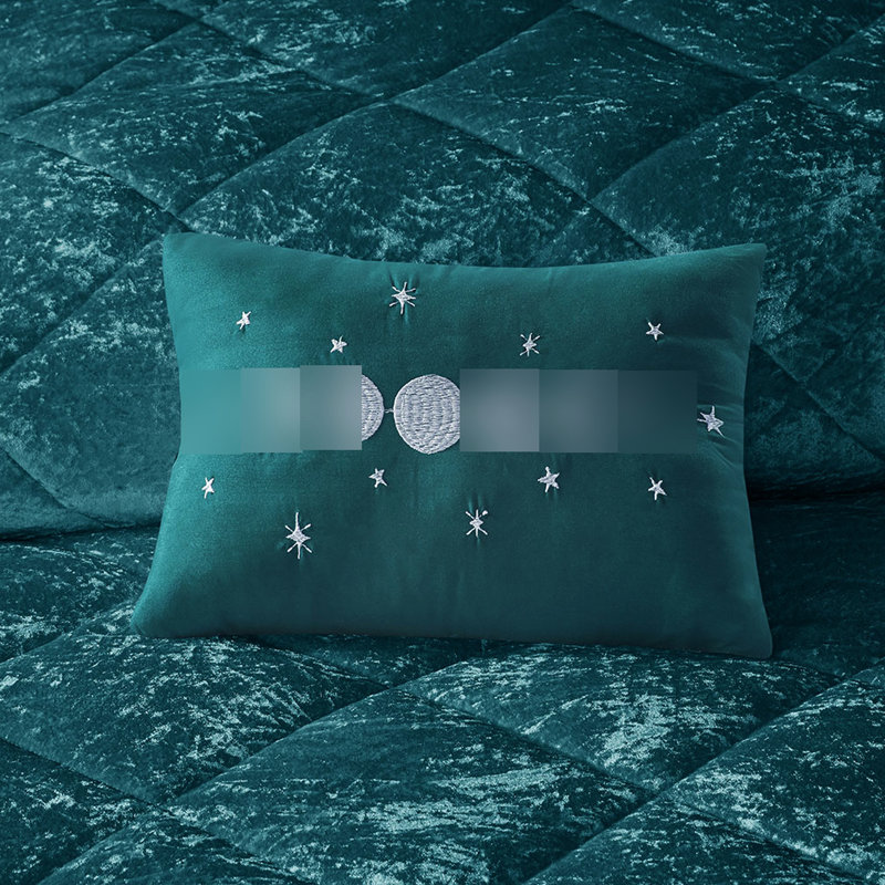 Édredon simple / simple TG avec housse en velours - diamant bleu sarcelle avec coussin décoratif lavable à la machine, fer à repasser à vapeur