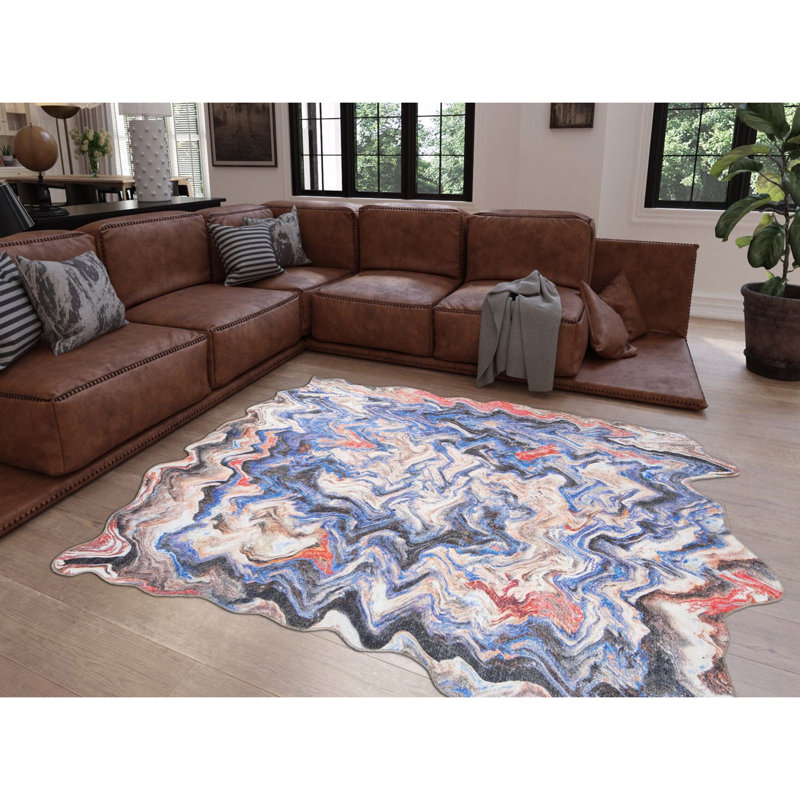 Luxurious Machine Washable Area Rug, 4.9 x 7.5 Feet, 100% Polyester, 1850 g/m², Pile Height: 0.2 inches | Eco-Friendly Recycled Poly Cotton Backing | Perfect for Living Room & Bedroom, Soft and Durable Design